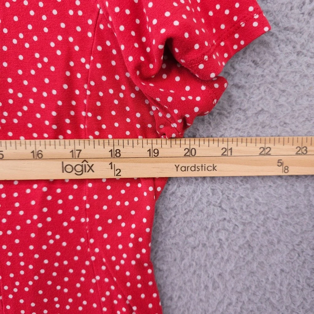 Torrid Shirt Women 1 1X Red Polka Dot Super Soft Knit Faux Button Scoop Neck Top